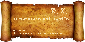 Winterstein Kálmán névjegykártya